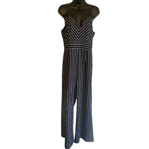 NWT Forever 21 Striped Cami Jumpsuit Navy and Cream Size Large